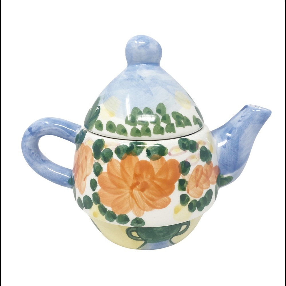 BELLA CASA By GANZ Mini Teapot Hand Painted Floral